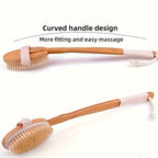 Back Scrubber for Shower | Natural Boar Bristles | Long Wooden Handle | Gentle Exfoliation