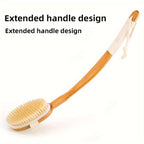Back Scrubber for Shower | Natural Boar Bristles | Long Wooden Handle | Gentle Exfoliation