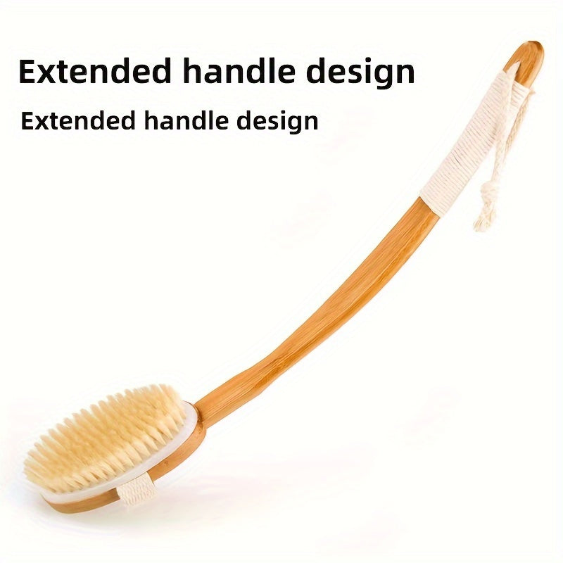 Back Scrubber for Shower | Natural Boar Bristles | Long Wooden Handle | Gentle Exfoliation