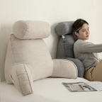 Back Support Pillow | Ergonomic with Adjustable Headrest & Armrests | Cotton Blend Cover