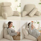 Back Support Pillow | Ergonomic with Adjustable Headrest & Armrests | Cotton Blend Cover