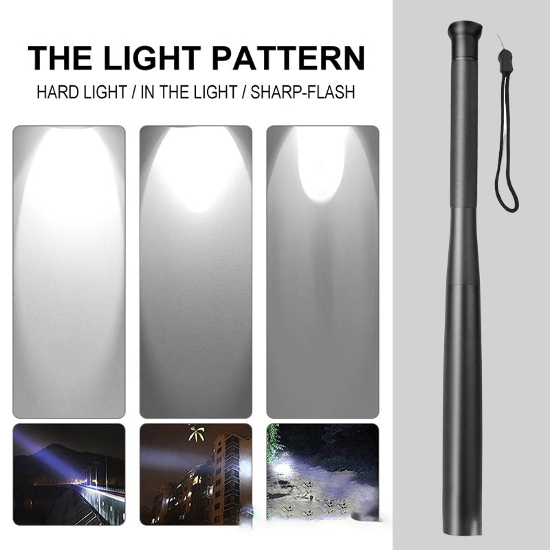 Baseball Bat-Shaped Flashlight | LED & 3 Lighting Modes | Aluminum | Emergency & Utility Use