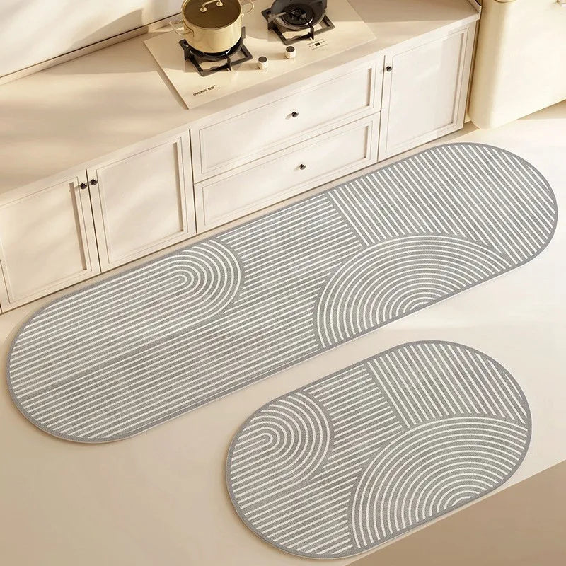 Bath & Kitchen Mat | Moisture-Absorbing Non-Slip | Velvet Surface & Silicone Backing