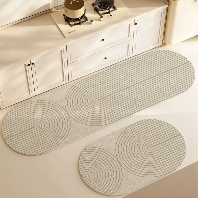 Bath & Kitchen Mat | Moisture-Absorbing Non-Slip | Velvet Surface & Silicone Backing