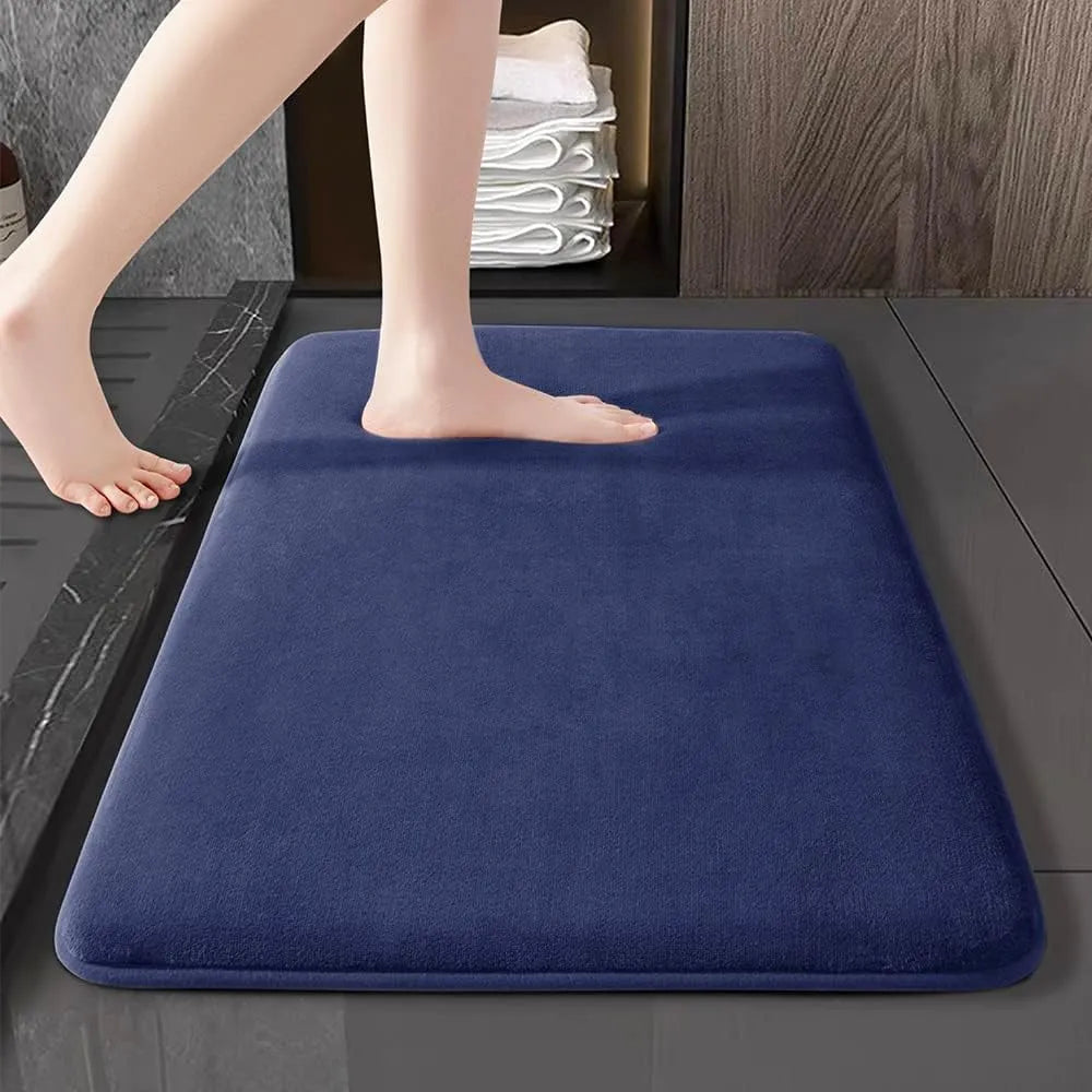 Bath Mat | Ultra-Absorbent Nordic Design | Soft Suede Velvet & Anti-Slip Cushioned Backing