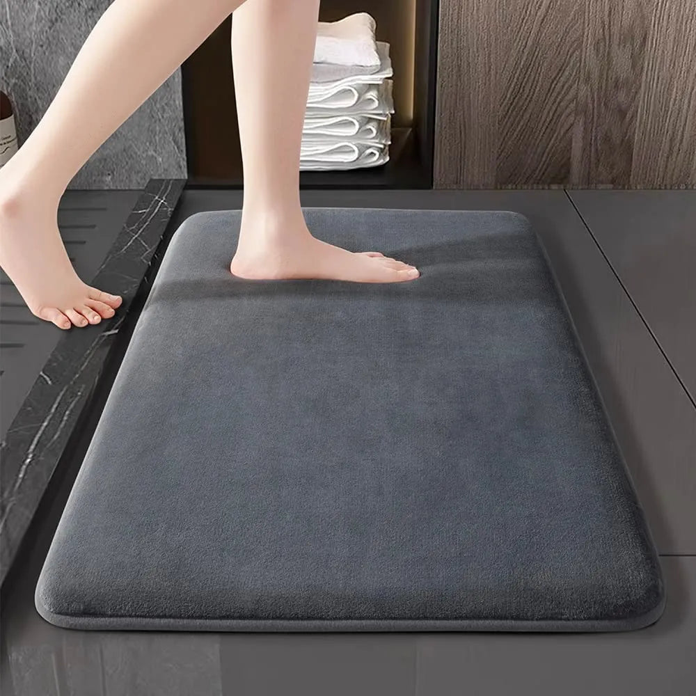 Bath Mat | Ultra-Absorbent Nordic Design | Soft Suede Velvet & Anti-Slip Cushioned Backing