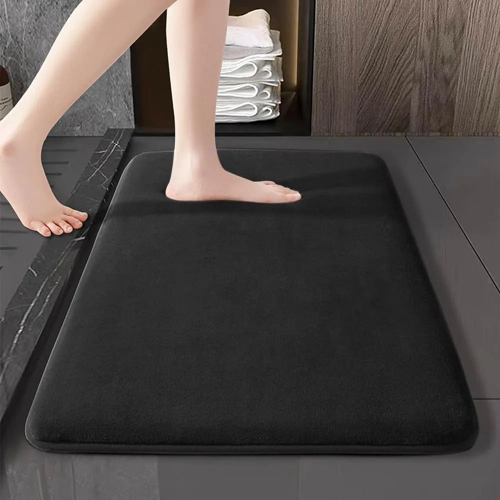 Bath Mat | Ultra-Absorbent Nordic Design | Soft Suede Velvet & Anti-Slip Cushioned Backing