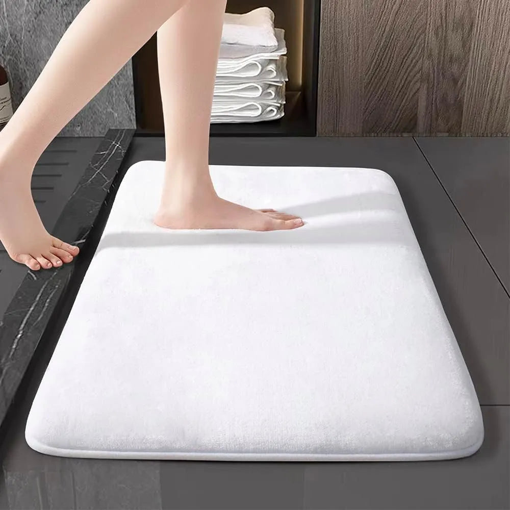 Bath Mat | Ultra-Absorbent Nordic Design | Soft Suede Velvet & Anti-Slip Cushioned Backing