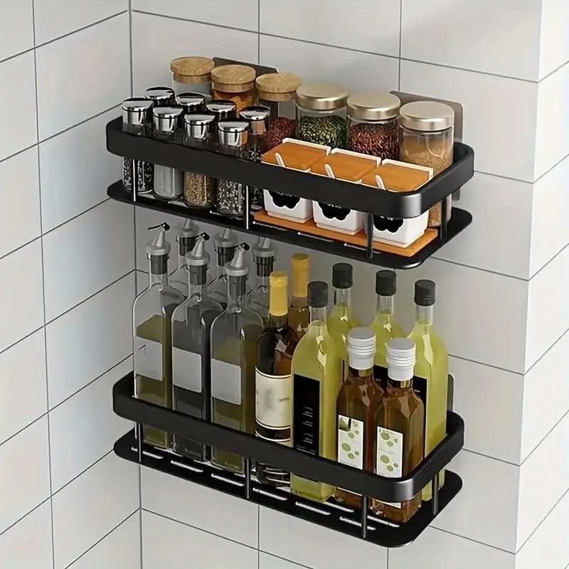 Bathroom Shelf | Drill-Free Self-Adhesive | Stainless Steel Trim | Supports Up to 5 kg