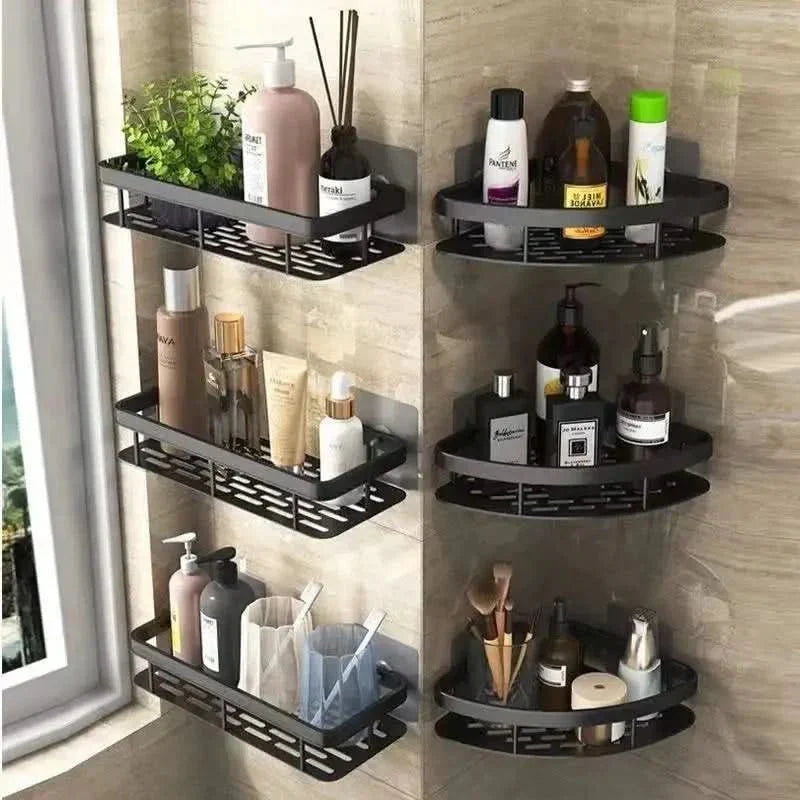 Bathroom Shelf | Drill-Free Self-Adhesive | Stainless Steel Trim | Supports Up to 5 kg