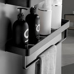 Bathroom Shelf | Matte Black Wall-Mounted | Rust-Resistant Metal | Space-Saving
