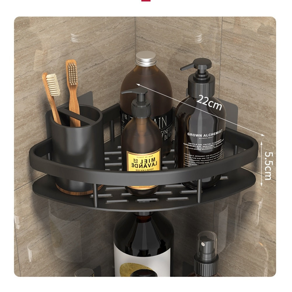 Bathroom Shelves | Metal Suction Cup Mount | Durable Metal | Tool-Free Install