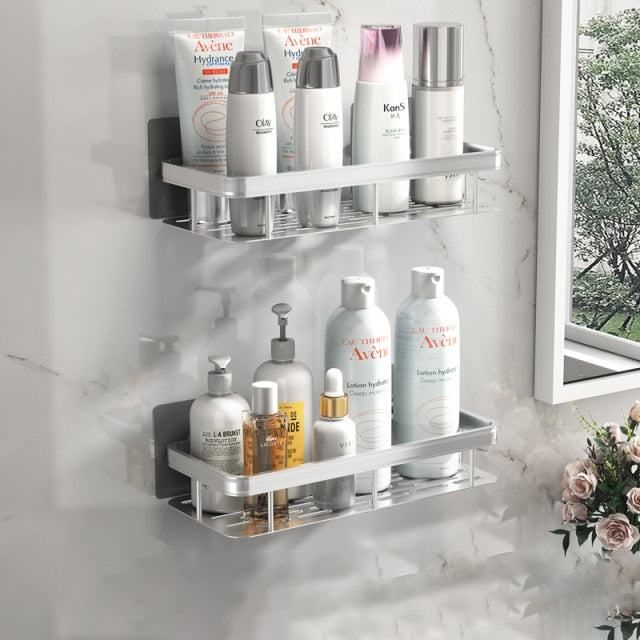 Bathroom Shelves | Metal Suction Cup Mount | Durable Metal | Tool-Free Install