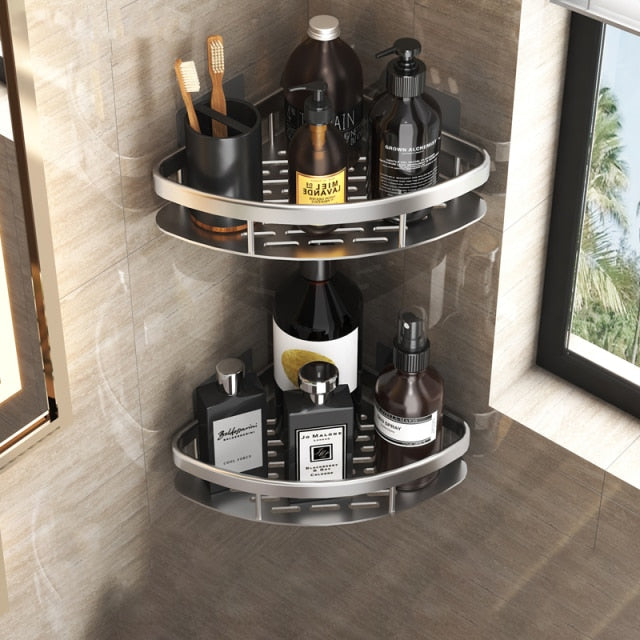 Bathroom Shelves | Metal Suction Cup Mount | Durable Metal | Tool-Free Install