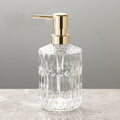Bathroom Soap Dispenser | Diamond-Pattern Glass | 390ml Capacity | Elegant Design