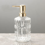 Bathroom Soap Dispenser | Diamond-Pattern Glass | 390ml Capacity | Elegant Design