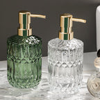 Bathroom Soap Dispenser | Diamond-Pattern Glass | 390ml Capacity | Elegant Design