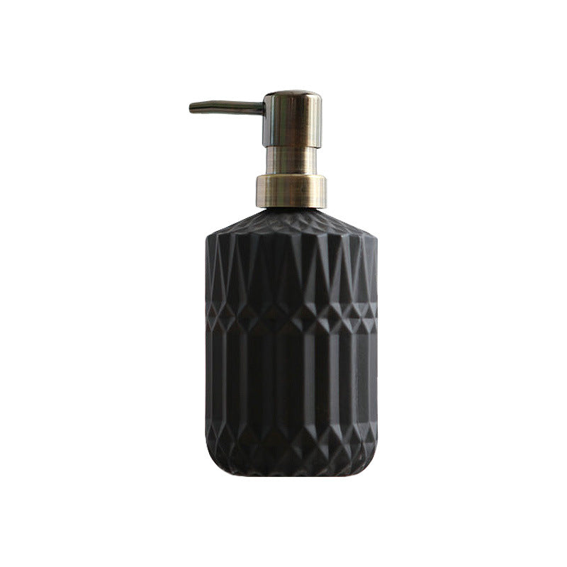 Bathroom Soap Dispenser | Diamond-Pattern Glass | 390ml Capacity | Elegant Design
