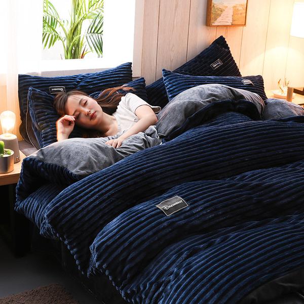 Bedding Set | Thickened Corduroy Velvet | Polyester 3-Piece Set | Cozy Warmth