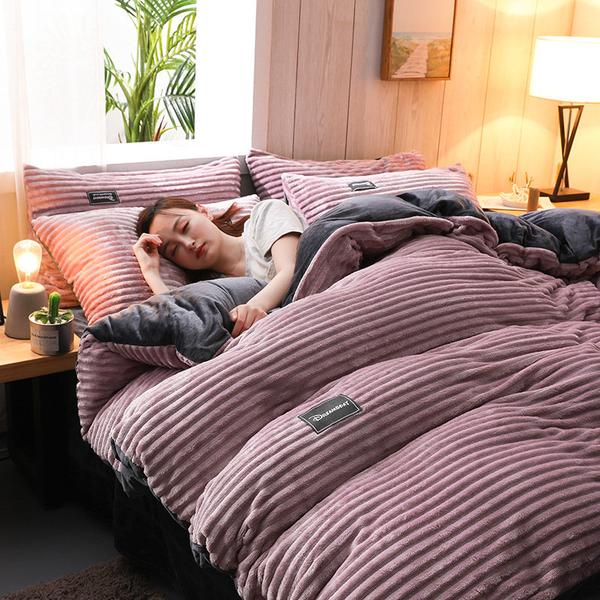 Bedding Set | Thickened Corduroy Velvet | Polyester 3-Piece Set | Cozy Warmth