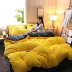 Bedding Set | Thickened Corduroy Velvet | Polyester 3-Piece Set | Cozy Warmth