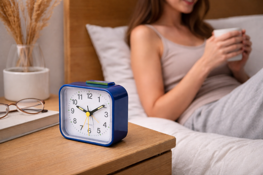 Bedside Alarm Clock | Analog Face & Silent Movement | Night Light & Snooze