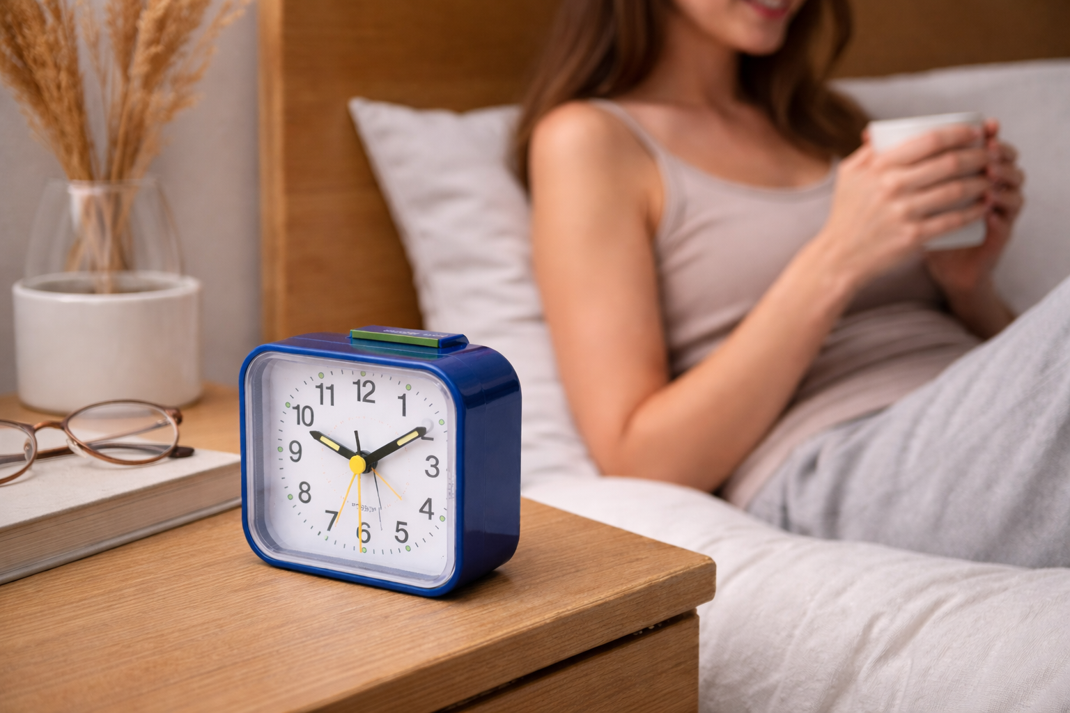 Bedside Alarm Clock | Analog Face & Silent Movement | Night Light & Snooze