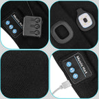 Bluetooth Beanie Hat (Unisex) | Wireless Headphones & Detachable LED | USB Rechargeable