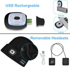 Bluetooth Beanie Hat (Unisex) | Wireless Headphones & Detachable LED | USB Rechargeable