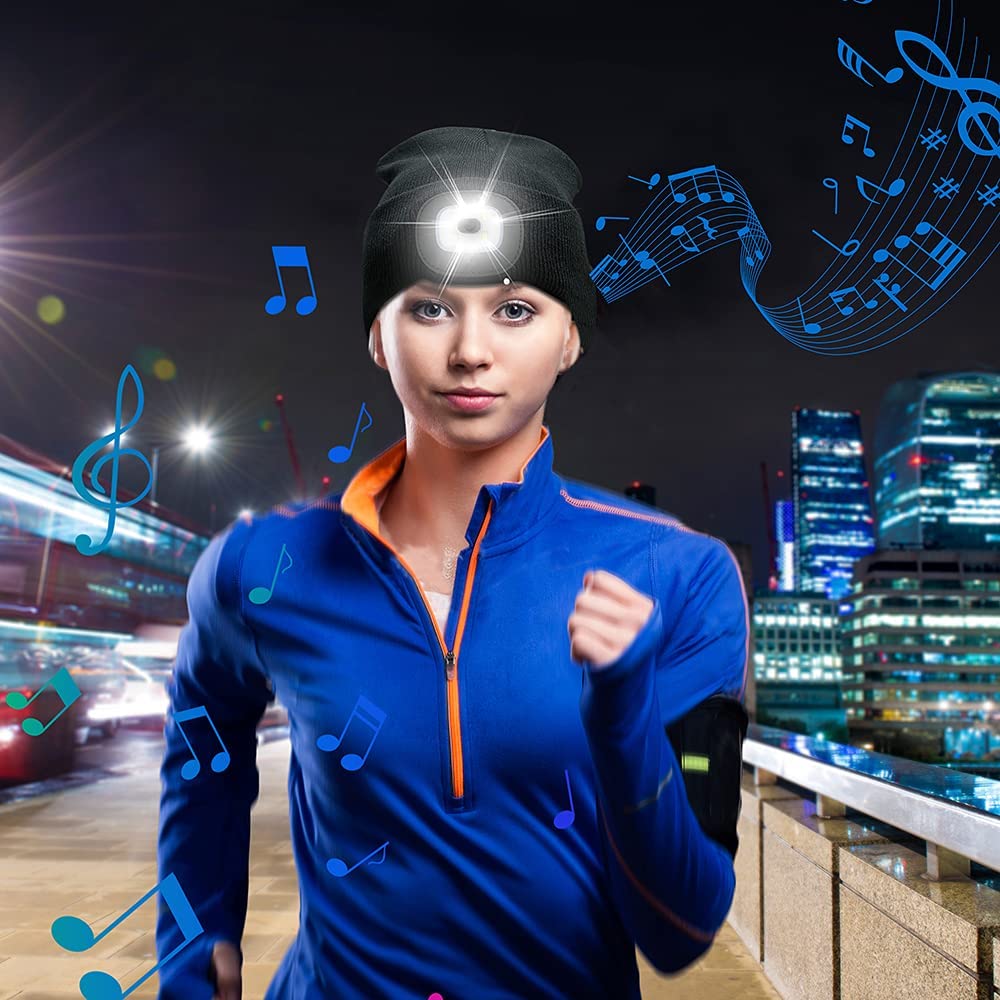 Bluetooth Beanie Hat (Unisex) | Wireless Headphones & Detachable LED | USB Rechargeable