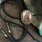 Bolo Tie | Frog Playing Banjo Design | Leather Cord & Stainless Steel Slide | Adjustable Fit