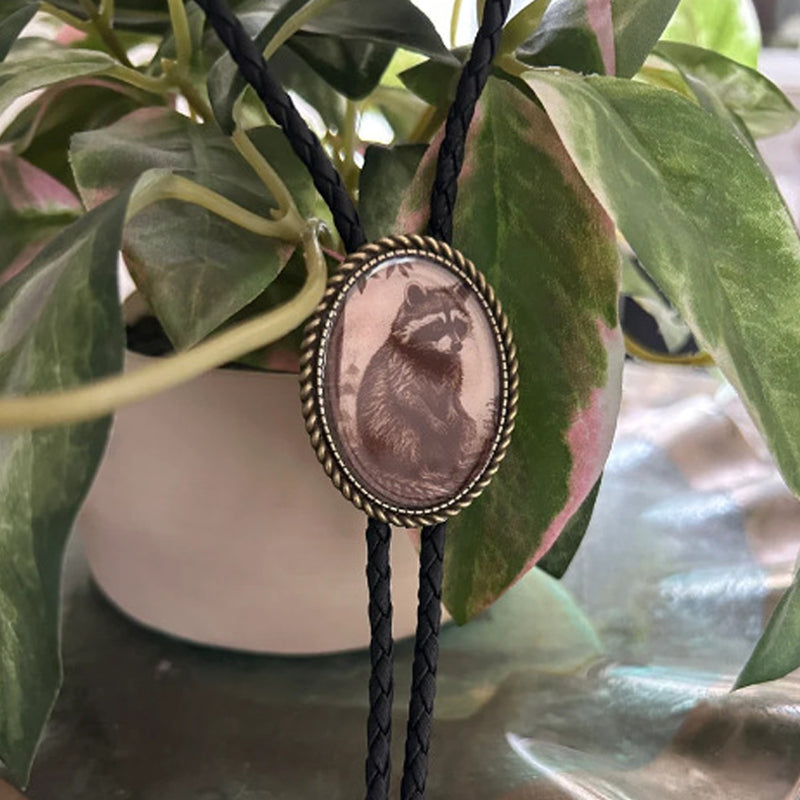 Bolo Tie | Frog Playing Banjo Design | Leather Cord & Stainless Steel Slide | Adjustable Fit