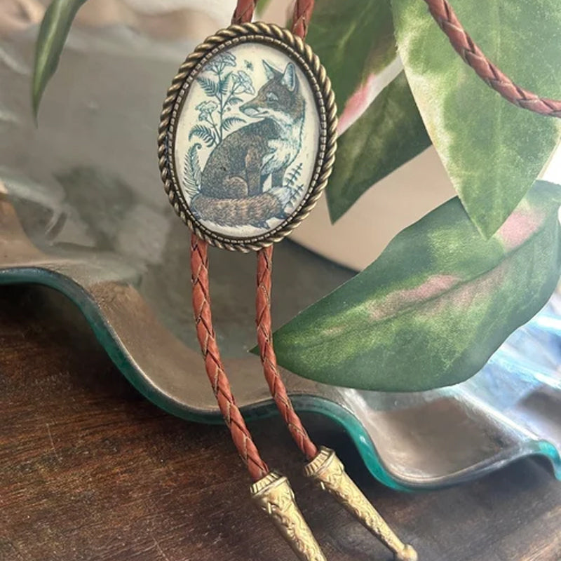 Bolo Tie | Frog Playing Banjo Design | Leather Cord & Stainless Steel Slide | Adjustable Fit