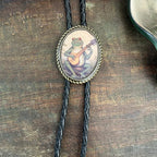 Bolo Tie | Frog Playing Banjo Design | Leather Cord & Stainless Steel Slide | Adjustable Fit