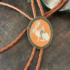 Bolo Tie | Frog Playing Banjo Design | Leather Cord & Stainless Steel Slide | Adjustable Fit