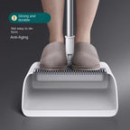 Broom & Dustpan Set | Integrated Comb & Ergonomic Handle | Stainless Steel Handle | Space-Saving