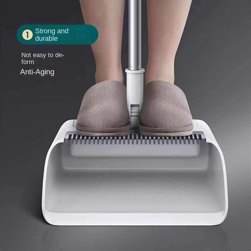 Broom & Dustpan Set | Integrated Comb & Ergonomic Handle | Stainless Steel Handle | Space-Saving