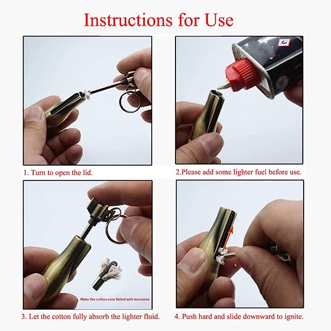 Camping Fire Starter Lighter | Waterproof Design | Flint & Refillable Wick | Up to 10,000 Ignitions