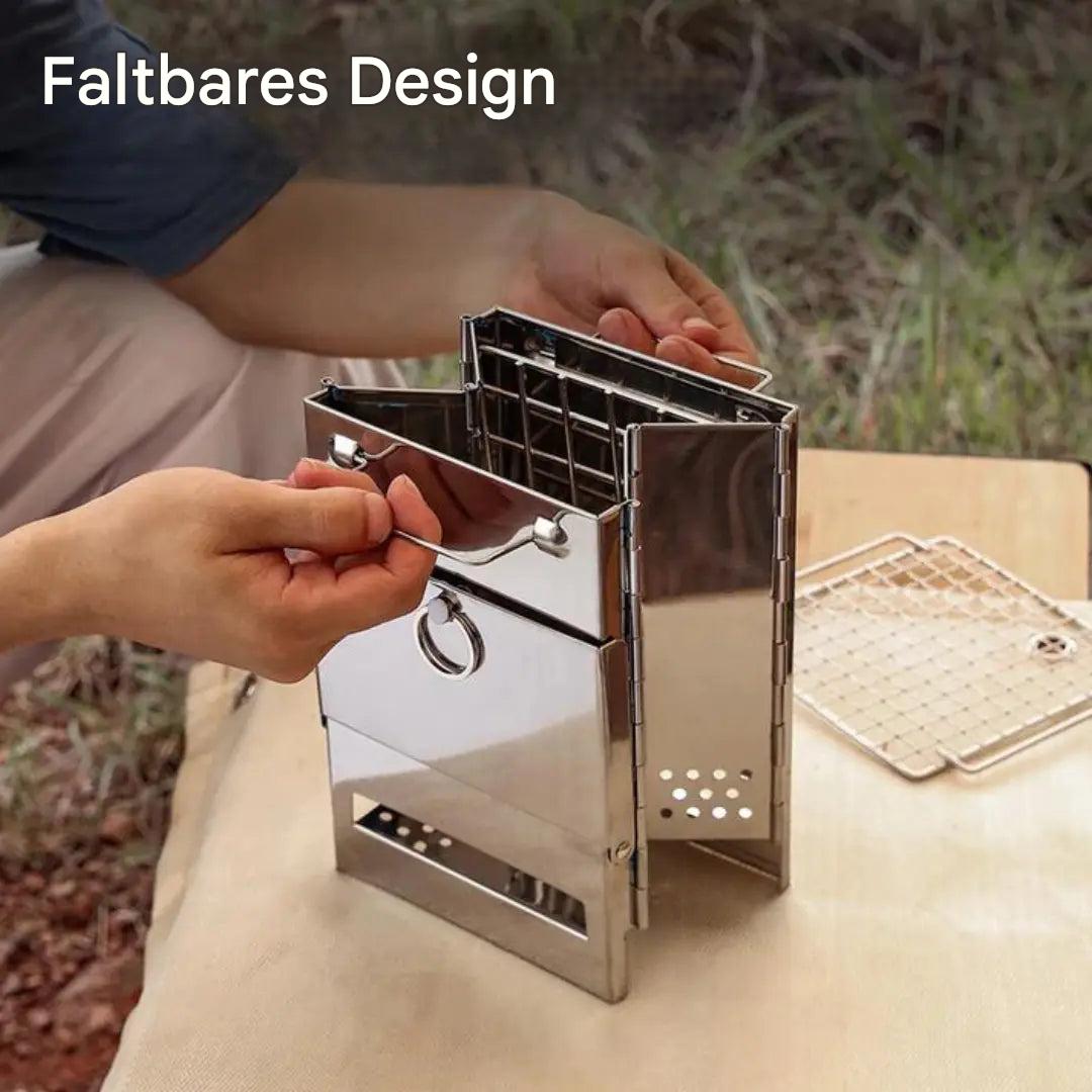 Camping Wood Stove | Foldable Stainless Steel | Includes Carry Bag | Efficient Burning