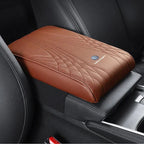 Car Armrest Pad | Memory Foam | Diamond-Stitched Leather | Ergonomic Comfort