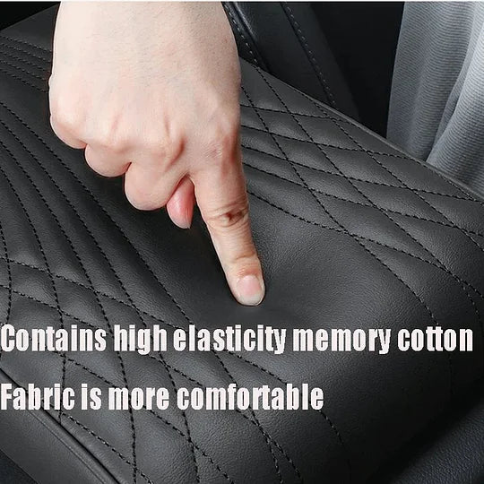 Car Armrest Pad | Memory Foam | Diamond-Stitched Leather | Ergonomic Comfort