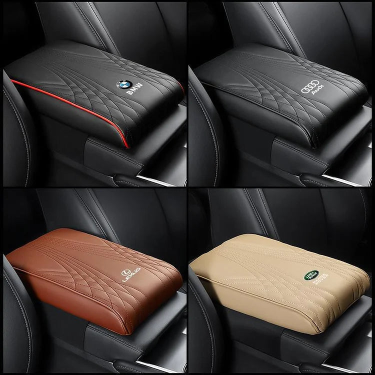 Car Armrest Pad | Memory Foam | Diamond-Stitched Leather | Ergonomic Comfort