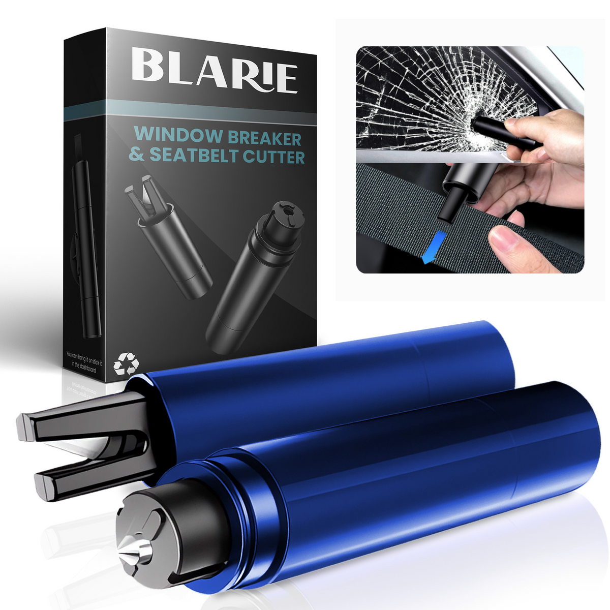 Car Escape Hammer | Tungsten Tip Window Breaker | Stainless Steel Seatbelt Cutter