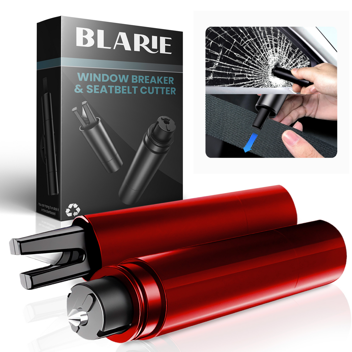 Car Escape Hammer | Tungsten Tip Window Breaker | Stainless Steel Seatbelt Cutter