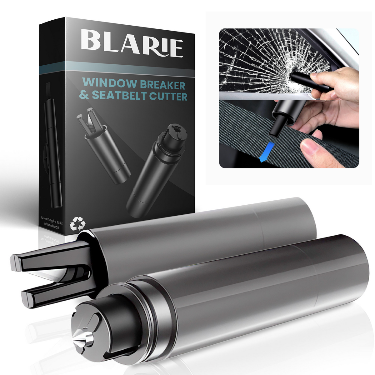 Car Escape Hammer | Tungsten Tip Window Breaker | Stainless Steel Seatbelt Cutter