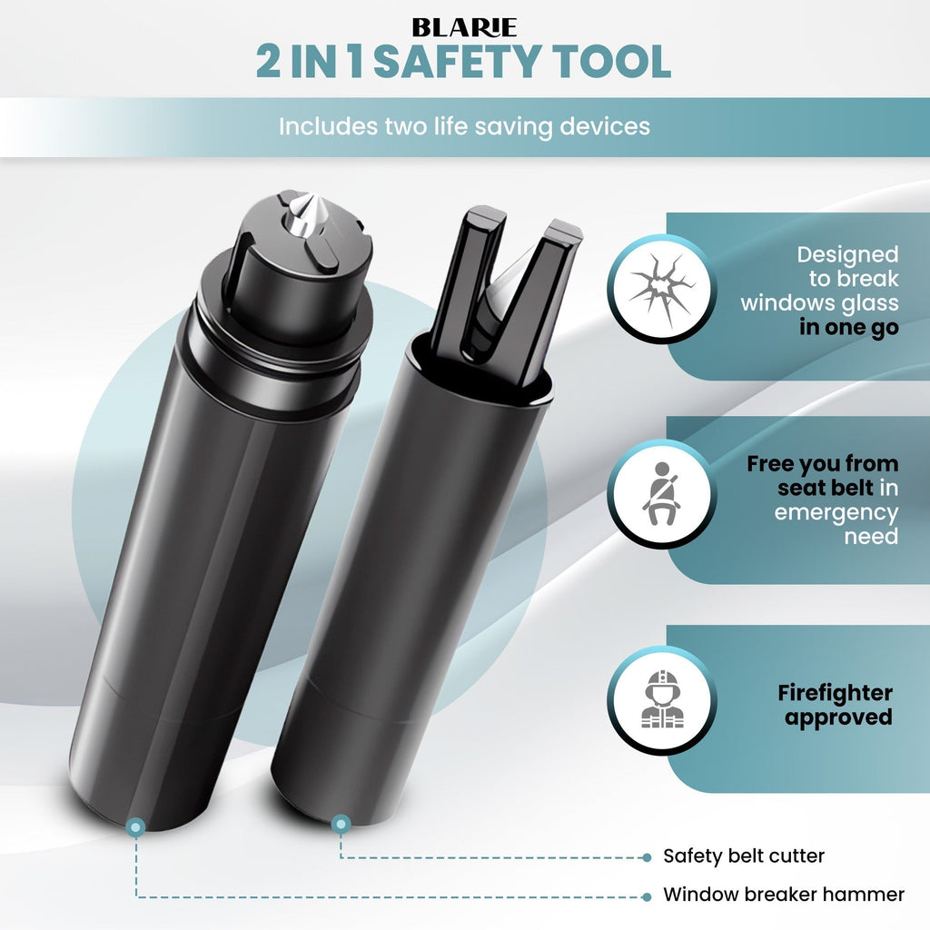 Car Escape Hammer | Tungsten Tip Window Breaker | Stainless Steel Seatbelt Cutter