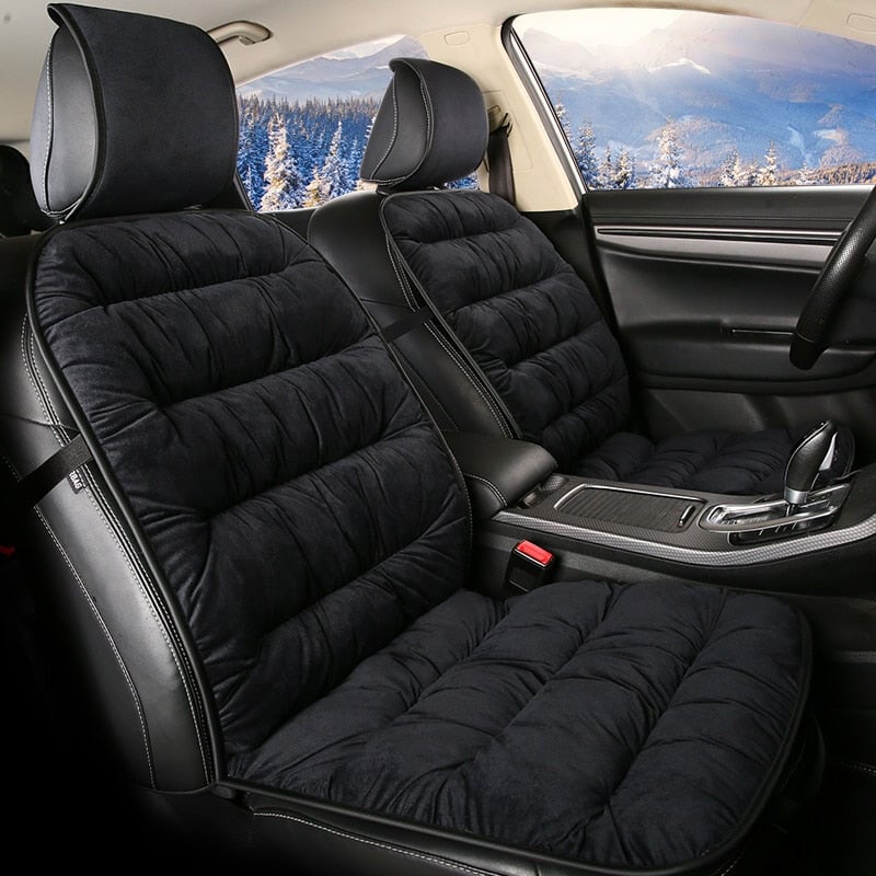 Car Front Seat Cushion Pad | Full-Length Quilted Plush | 19.1 x 40.6 in