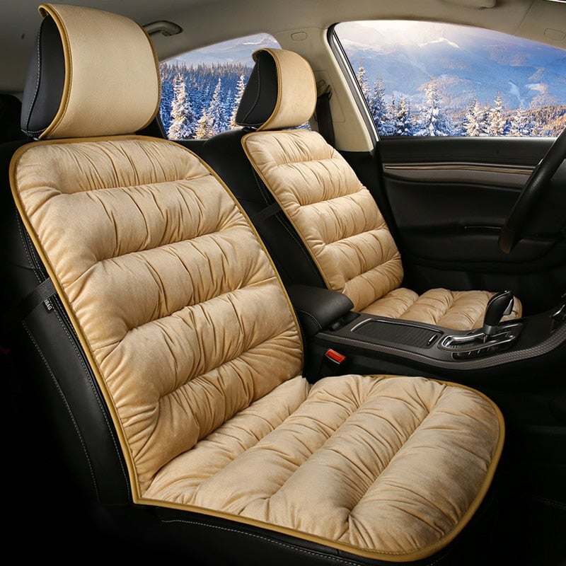 Car Front Seat Cushion Pad | Full-Length Quilted Plush | 19.1 x 40.6 in