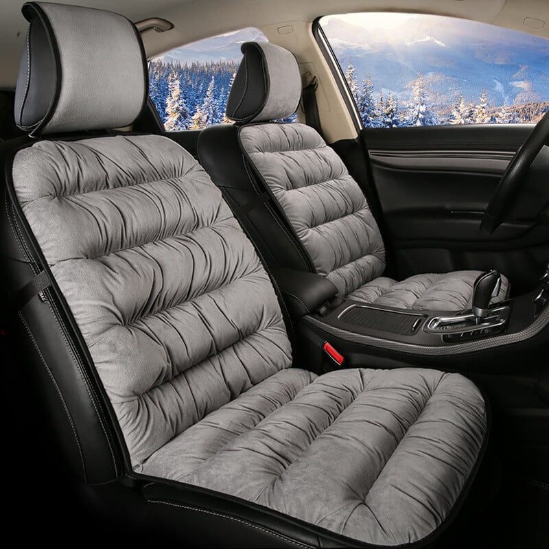 Car Front Seat Cushion Pad | Full-Length Quilted Plush | 19.1 x 40.6 in