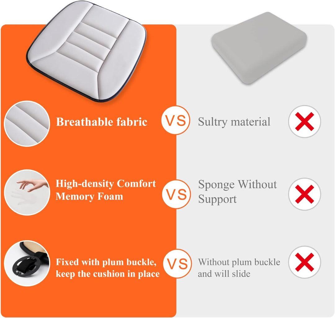 Car Seat Cushion | Memory Foam Support | Breathable Cover & Silicone Gel | Pain Relief